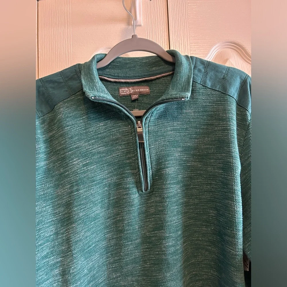 Ike Behar Green V Neck 1/4 Zip Sweater in Men’s Medium NWOT - Picture 2 of 10